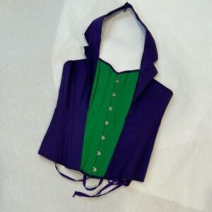 Suicide Squad The Joker Corset Bustier Vest Top w/ Collar Costume Cosplay XL